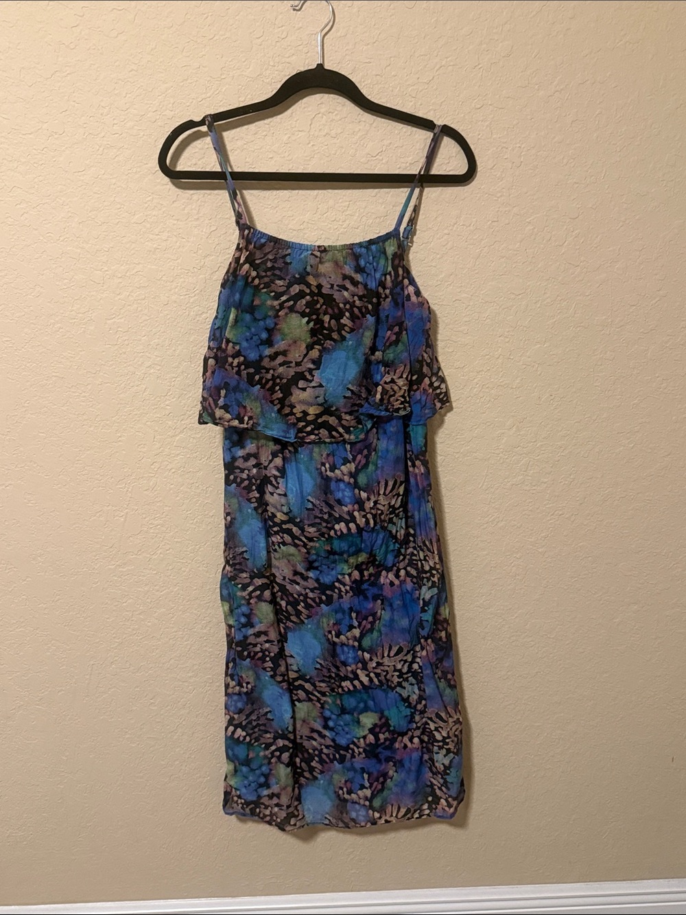 Marimekko Blue Floral Print Spaghetti Strap Sundress